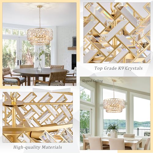 24" Gold Crystal Chandelier (Big Drum Gold)