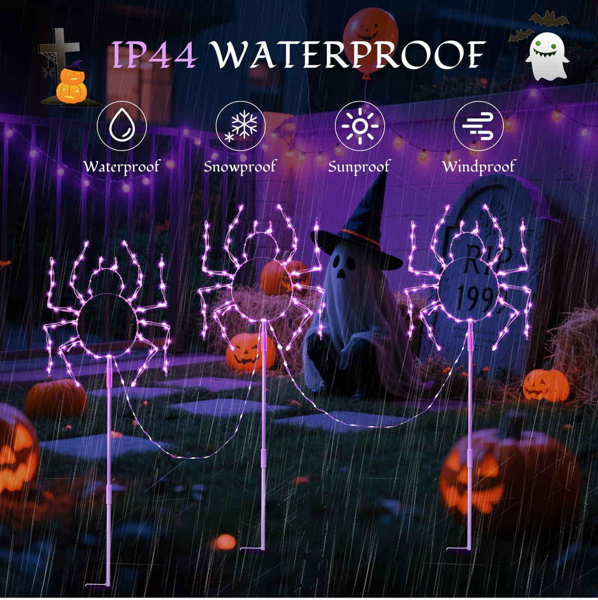 Halloween Spider Walkway Lights (Purple / 229LED)