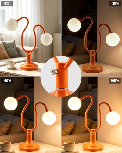 Orange Globe Table Lamp Dimmable Magic DIY Arms G9 Bulbs Included (14-Orange-Globe-2U-Magic DIY Arms)