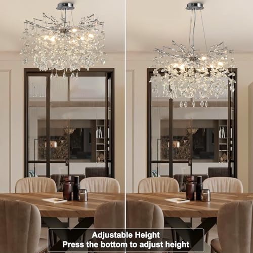 23.6" Silver Crystal Chandelier (Silver / Round-D23.6")