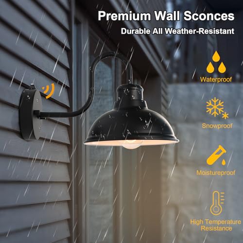 Dusk to Dawn Barn Lights Outdoor Wall Light 8" Exterior Lighting Fixtures (8*7.76*12.75 inches)