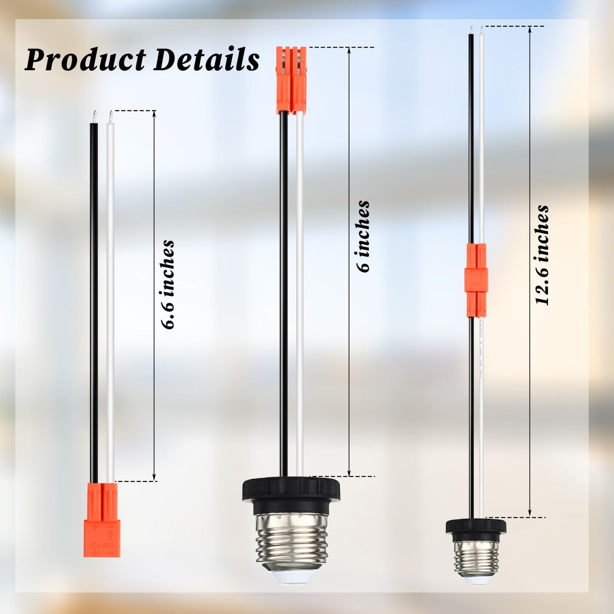 6 Pcs E26 Socket Adapter Medium Base Light Socket Pigtail