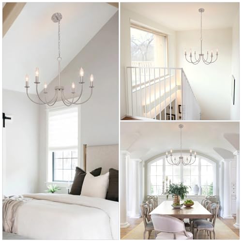 6 Light Farmhouse Chandelier (Brushed Nickel / 6 Light)