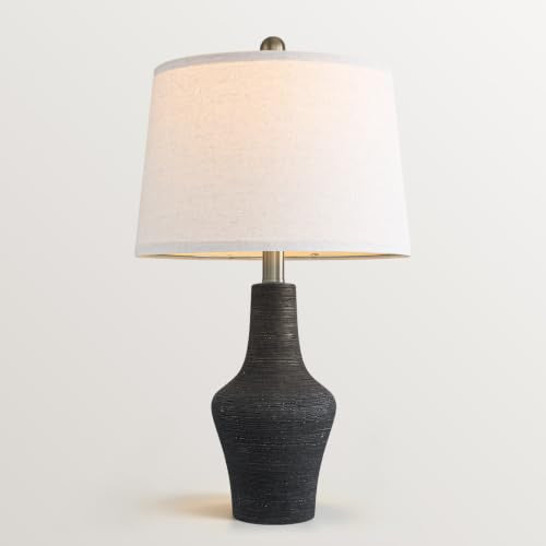 23" Farmhouse Ceramic Table Lamp Modern Bedside Lamps Matte Black (23.25" Single - Matte Black)
