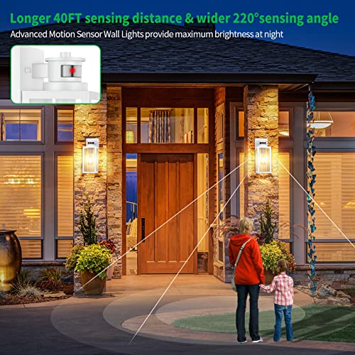 2 Pack Motion Sensor Outdoor Wall Lantern (White / 13.25 inch)