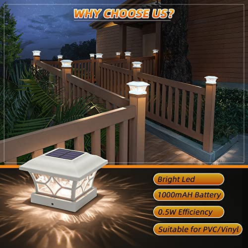 Solar Post Cap Lights 4 Pack with 1000mAh Battery (White / 4 Pack)