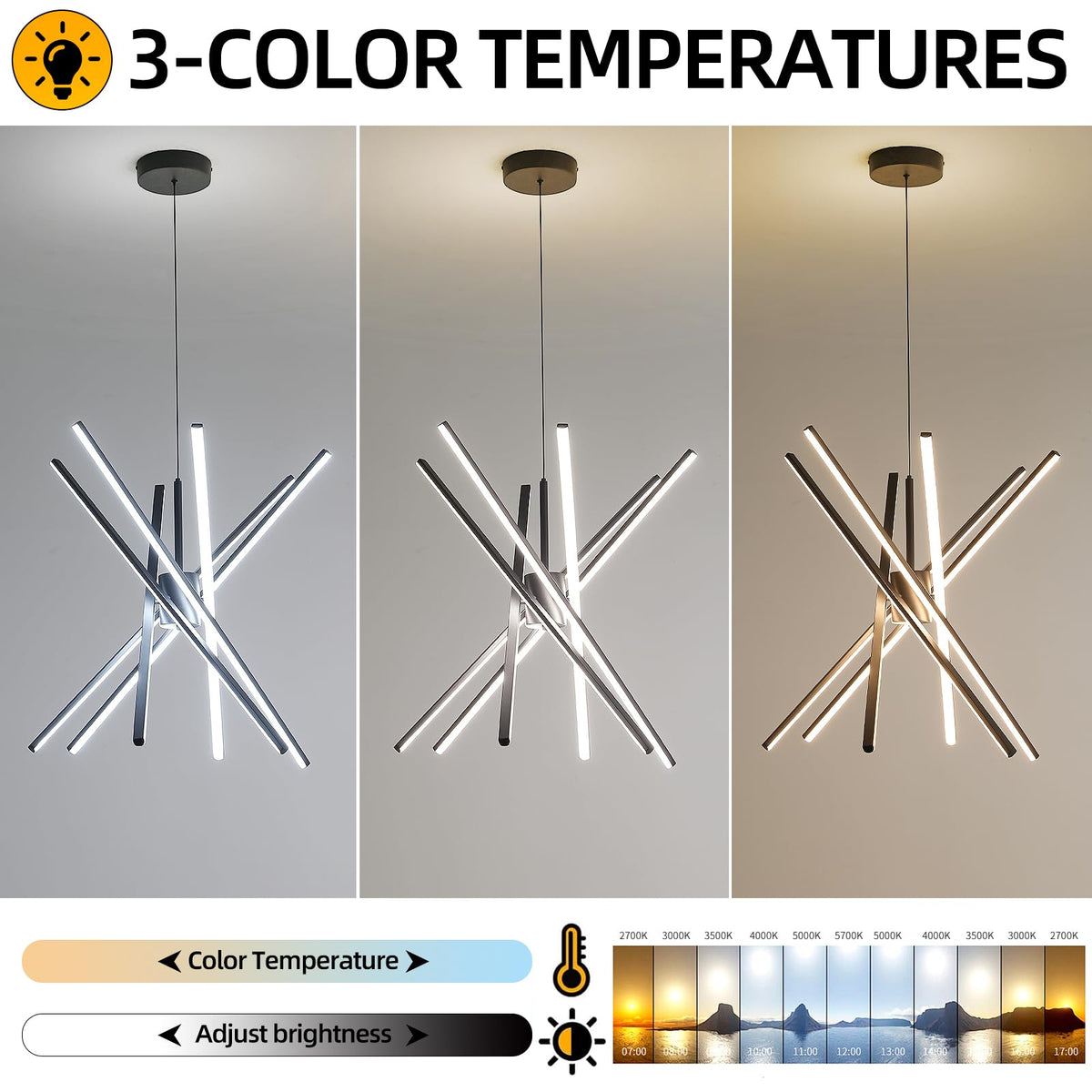 Black 33 inches Modern Sputnik Chandelier 90W LED Chandeliers (Black / 33Inch)