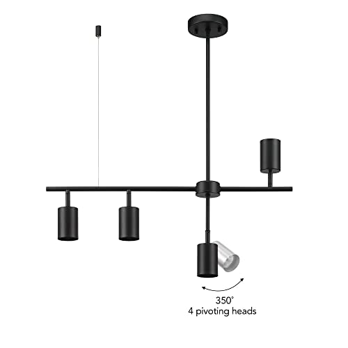 64000048 4 Light Adjustable Height Track Lighting (Black, Adjustable (4-Light))