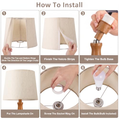 Modern Touch Table Lamps for Living Room Set of 2（Wood (K. Wood-paint Base-Oatmeal Shade)