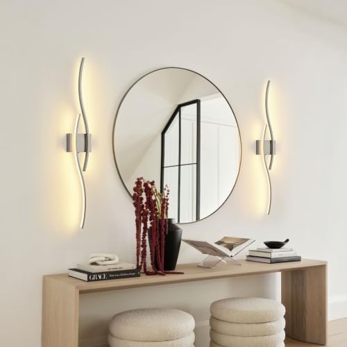 Wireless Wall Sconces Set of 2 (Nickel / 39.3 Inches (2 pack))