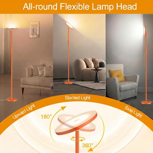 Floor Lamp Upgraded 40W 4000LM Super Bright Torchiere LED Floor Lamps for Living Room (Orange)