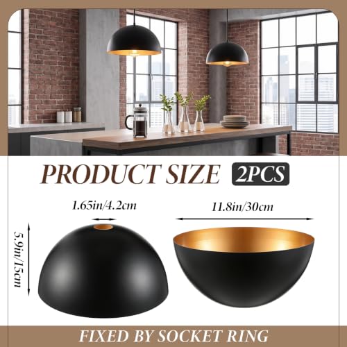 2 Pcs Black Dome Replacement Lamp Shades (Black / Dome)