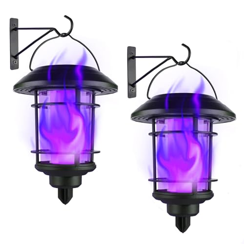 Solar Purple Flame Wall Lanterns (Purple)