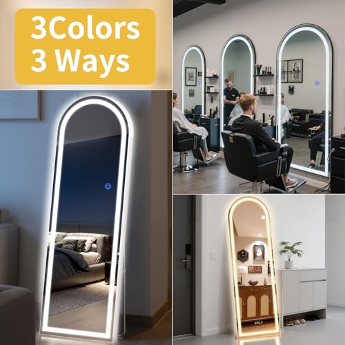 Arch Full Length Standing Mirror with LED Lights
