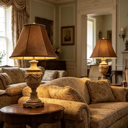 Coffee Velvet Lamp Shades Set of 2 Bell Shade 6"×13"×9.8" (6*13*9.8in / Coffee-2 Pack)
