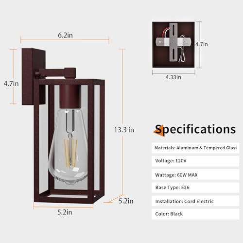 13'' Oil Rubbed Bronze Outdoor Light Fixtures Wall Mount (Oil-Rubbed Bronze / 13.3'')