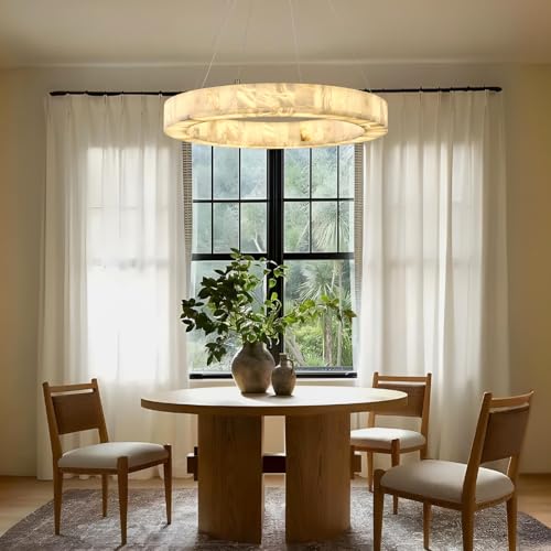 Alabaster Round Chandelier (5-Gold-30.5in / 30.5 in)