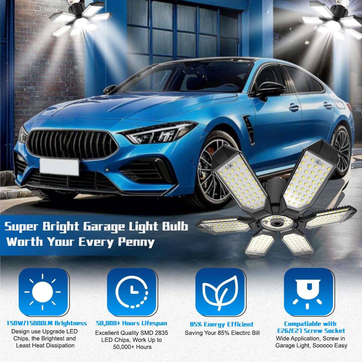 Garage Light Bulbs (6 Panels - 150W)