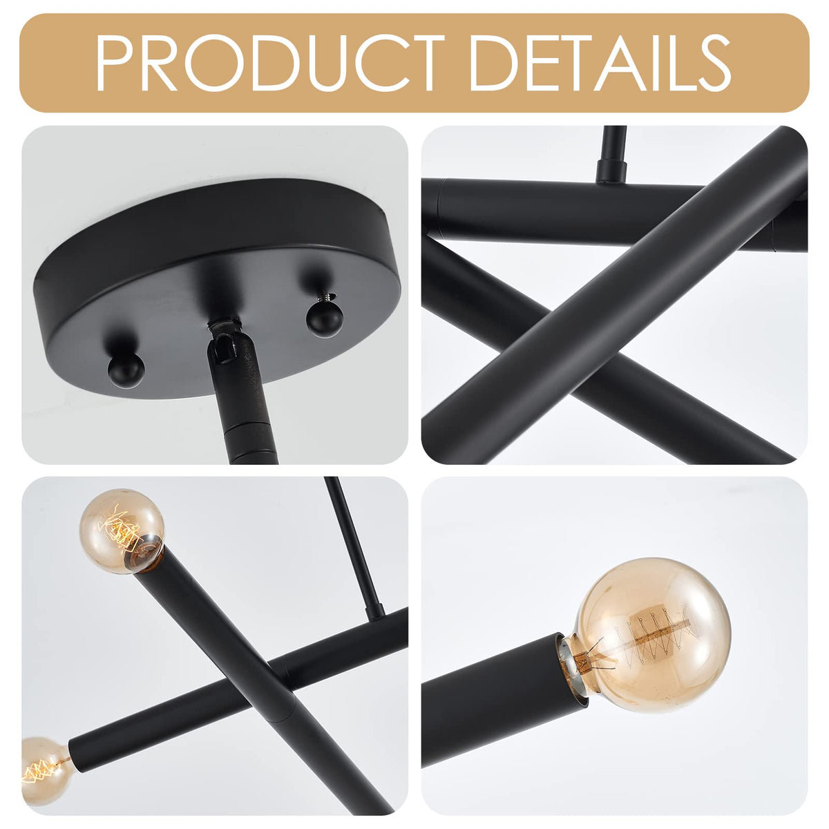 Black Sputnik Chandelier for Dining Room (Black)