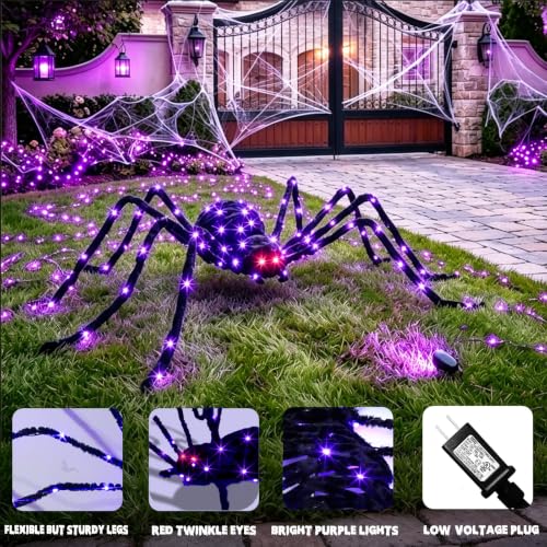 Halloween Decorations Outdoor Giant Spider Light Up Spider 5Ft