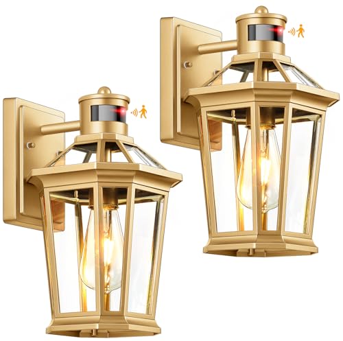 Outdoor Wall Lights Lantern (Gold / Standard 2-Pack)
