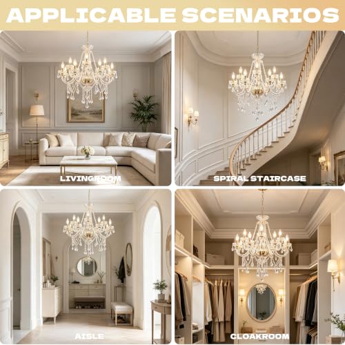 Acrylic Crystal Chandelier 27.5 * 27.5in 12 (Clear-12)