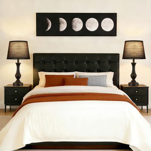 Table Lamp Set of 2 (Black Base+Black lampshade / 19 in)