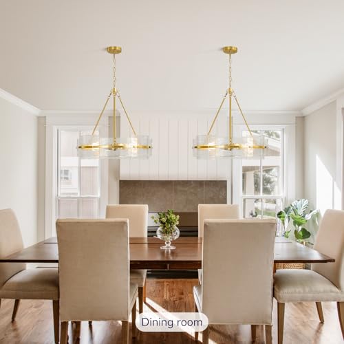 Modern Gold Drum Dining Room Chandeliers (Brushed Gold)