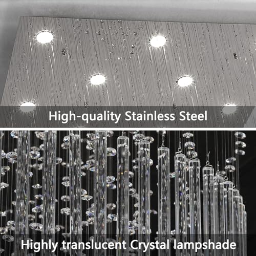 W40 x H120 Glam Chandelier with LED Bulbs Square Chandeliers (Silver / Square W40" X H118")