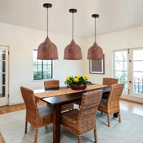 TeruTeru Ji Kaikang Mini Pendant Light (Curry Rattan 10.6" / 3-Pack)