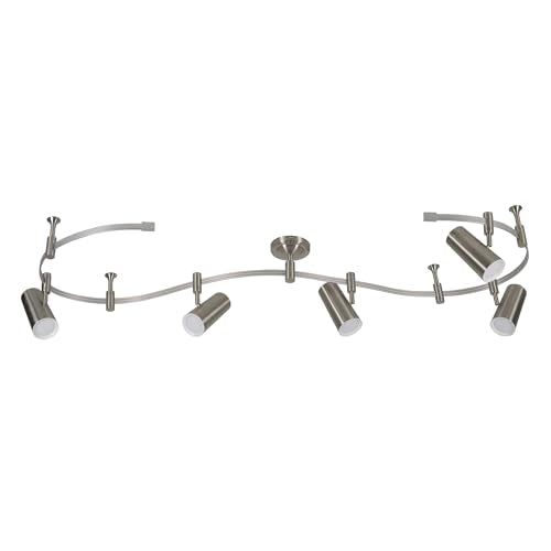 Ellipse Track Ceiling Light with 5 Adjustable LED Heads (Brushed Nickel)