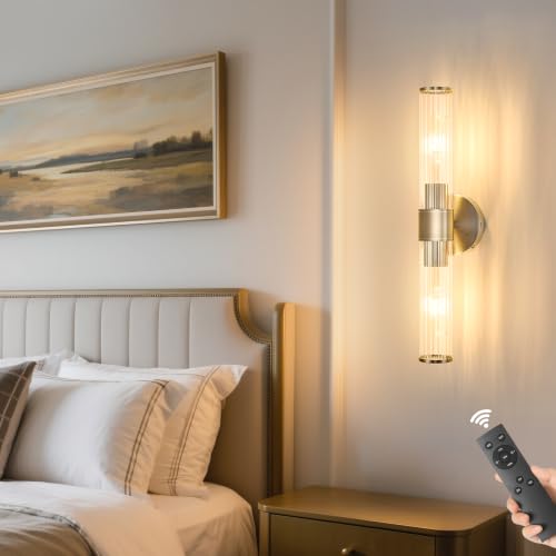 Nickel Battery Operated Wall Sconces Set of Two (Nickel)