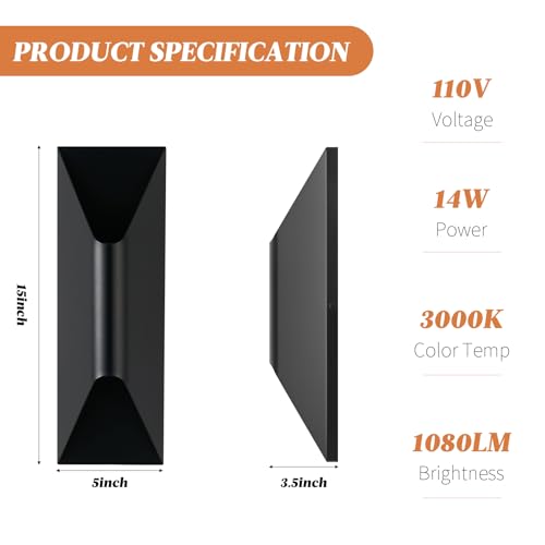 Outdoor Wall Lights (Black / 2 Pack)