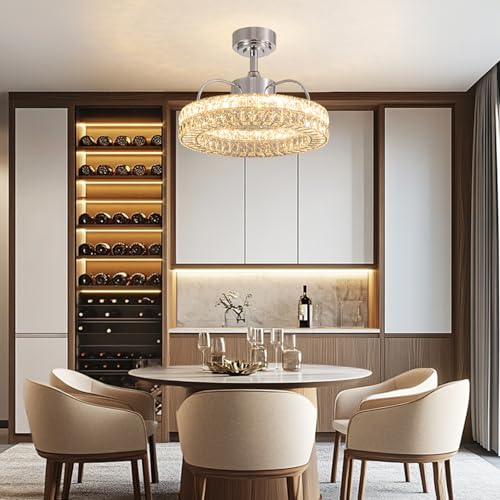 Crystal Ceiling Fans with Lights (Nickel - 21 Inch)