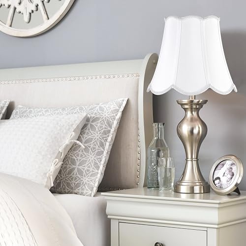 Scalloped Lamp Shades Set of 2 Medium (White-fabric / 8"×13"×11" (Spider)-2 pcs)