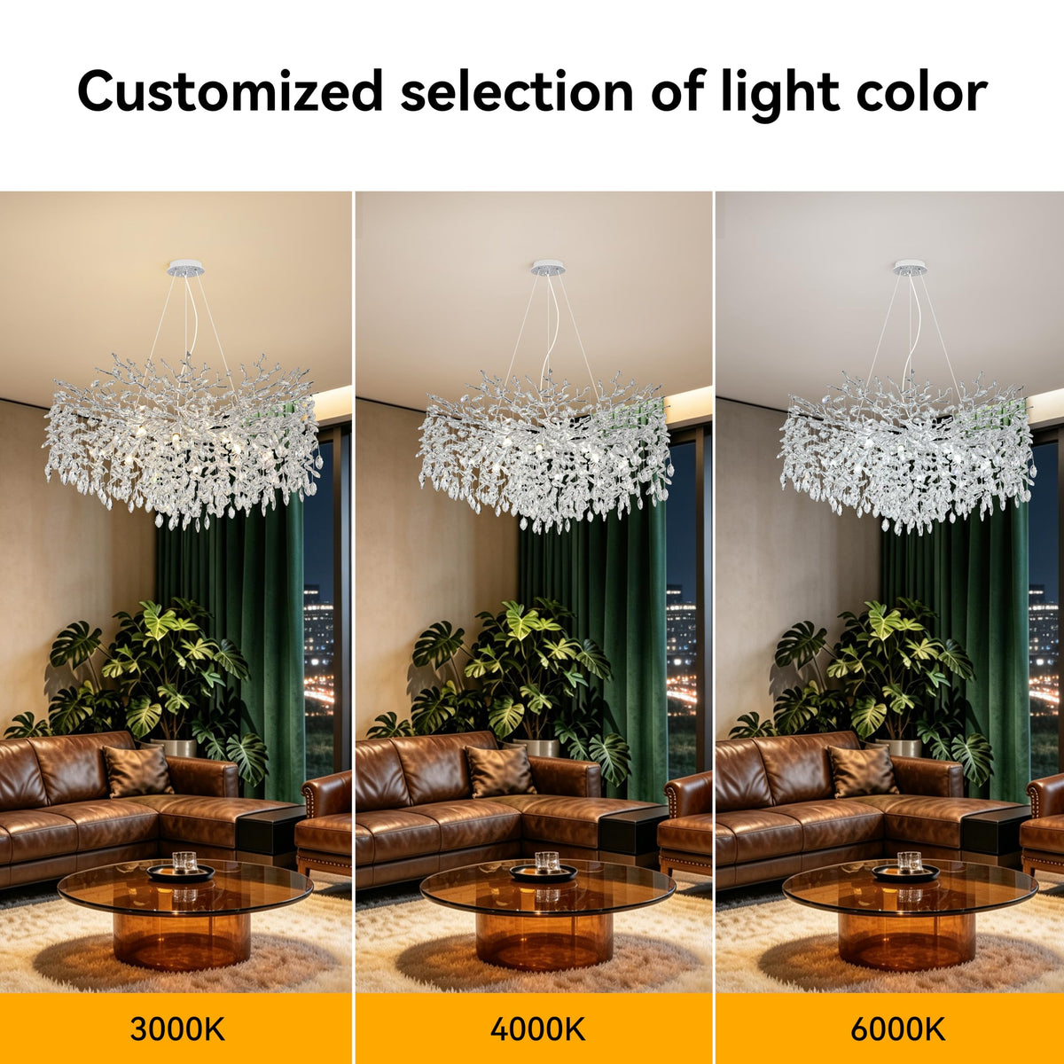 Modern Crystal Tree Branches Chandelier (Silver / Round 40")