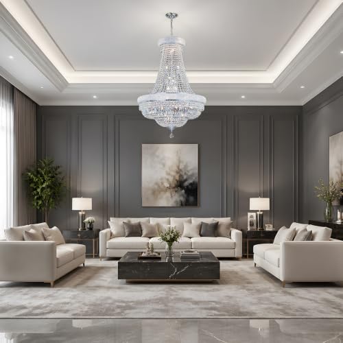 Chrome Crystal Chandeliers for Dining Room (Chrome / D30'' - 28Lights)