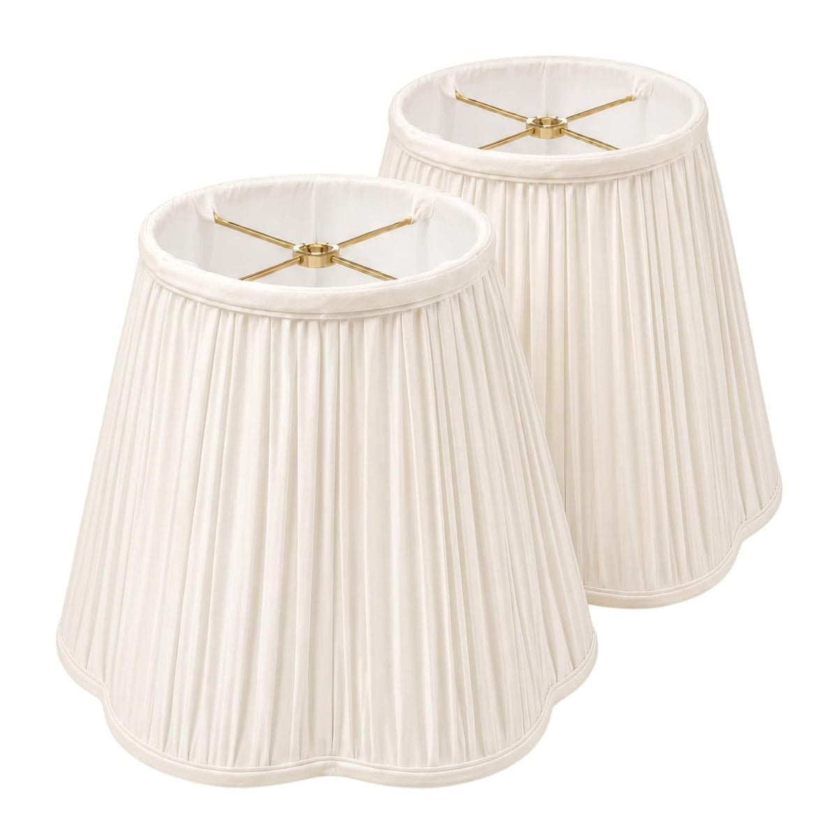 BS-754-16WH-2 Bottom Scallop Gather Pleat Basic Lamp Shade, 8 x 16 x 13, White, 2-Pack (White - Set of 2 / 8 x 16 x 13)