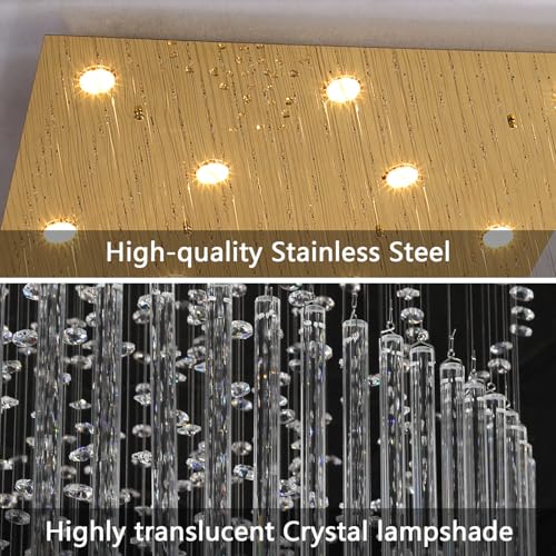 W40 x H120 Glam Chandelier with LED Bulbs Square Chandeliers (Gold / Square W40" X H118")