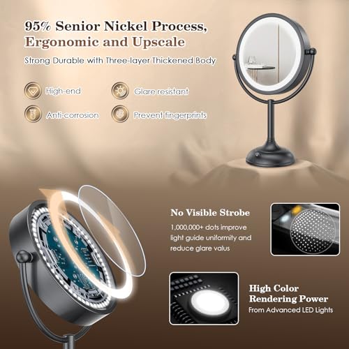 Professional 8.5" Large Lighted Makeup Mirror with Brighter Lights
