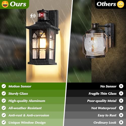 2 Pack Motion Sensor Outdoor Wall Lights (12.6" (2-Pack))