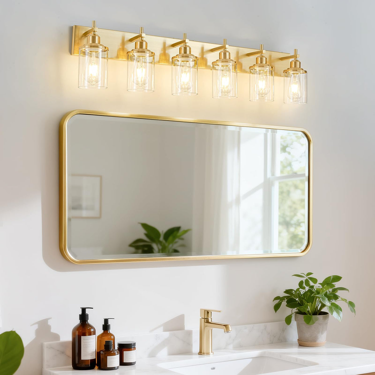 6 Light Modern Brushed Gold Bathroom Light Fixtures Over Mirror (Brushed Gold / 6-Light)