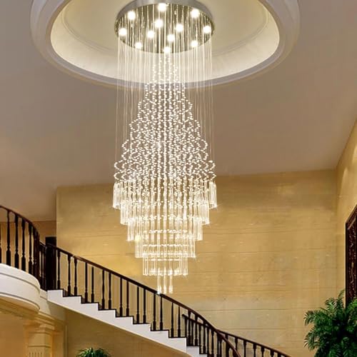 Modern Crystal Raindrop Chandelier Larger Ceiling Light Fixture Flush Mount Pendant Lamp