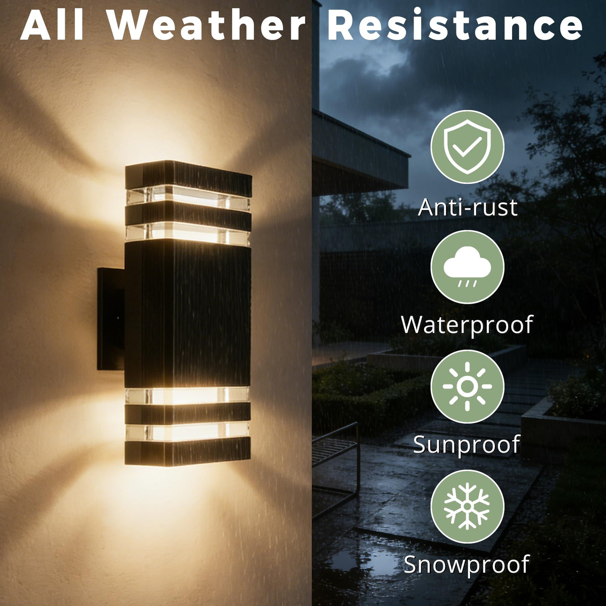 Square Outdoor Wall Lights (Black / 2 Layer)