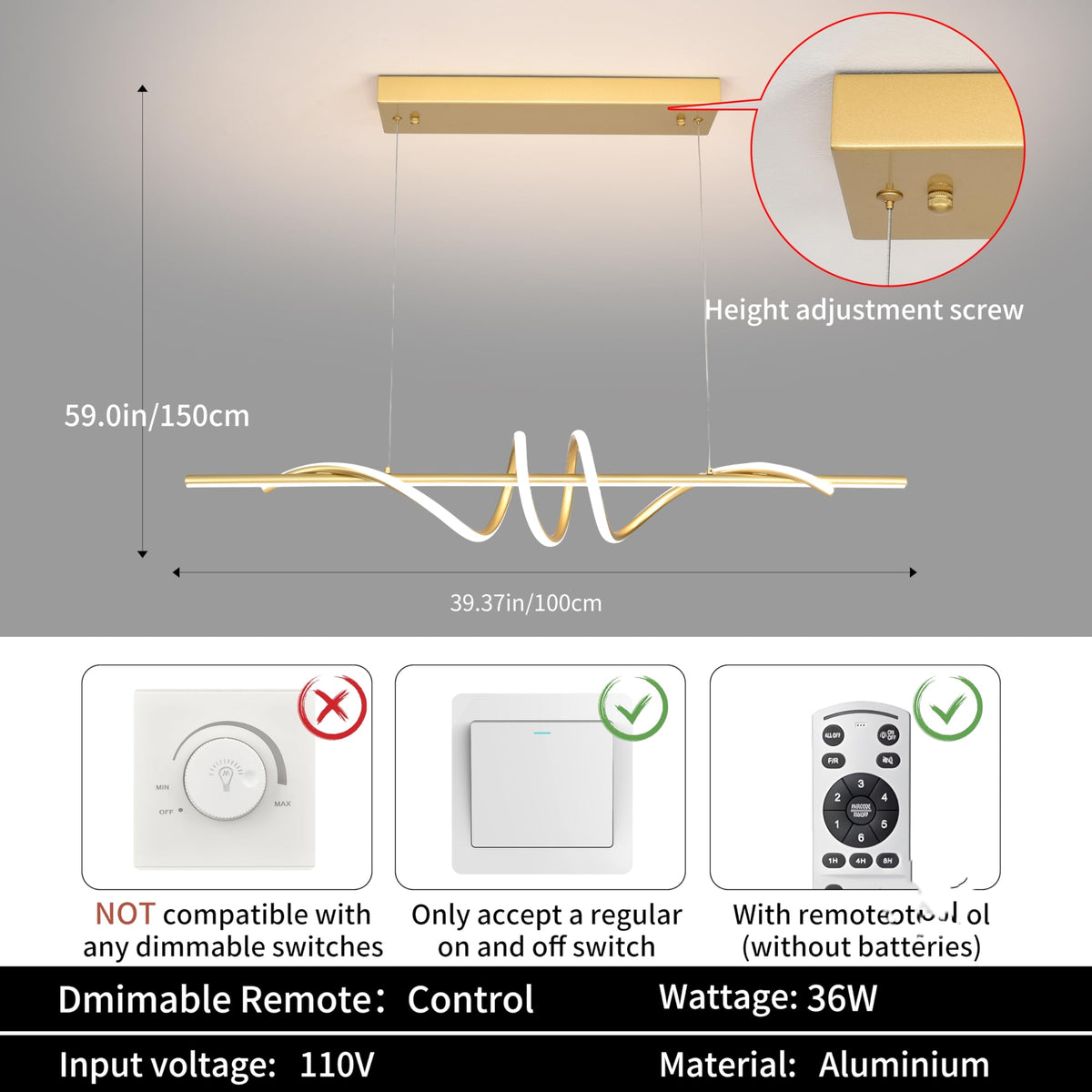 Modern LED Pendant Light (Gold)