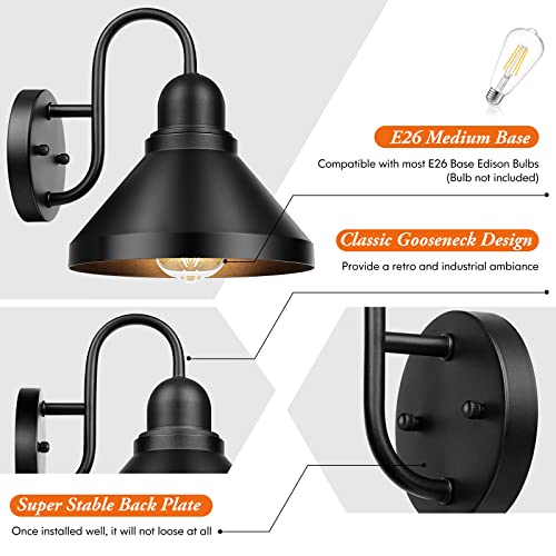 Gooseneck Outdoor Light Fixtures (Black / 9.25IN)