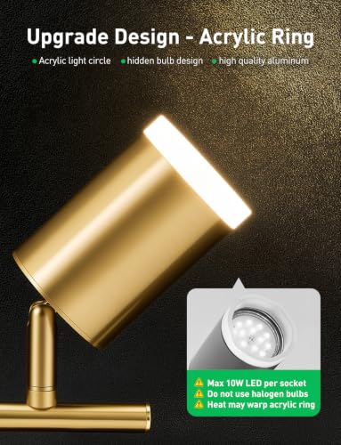 6 Light Gold Kitchen Track Lighting Fixtures Ceiling Adjustable Head (Gold / 6 Light (Ceiling Mount))
