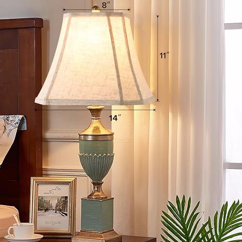 Beige Oatmeal Square Lamp Shade for Table Lamps (8 x 14 x 11 inches - 1 Pack / Beige Oatmeal Linen)