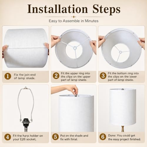 Drum Lamp Shades Set of 2 (White / 10x10x13 inch-2 Pack)