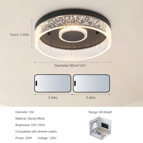 12 Inch LED Ceiling Light Fixture (12in Black)